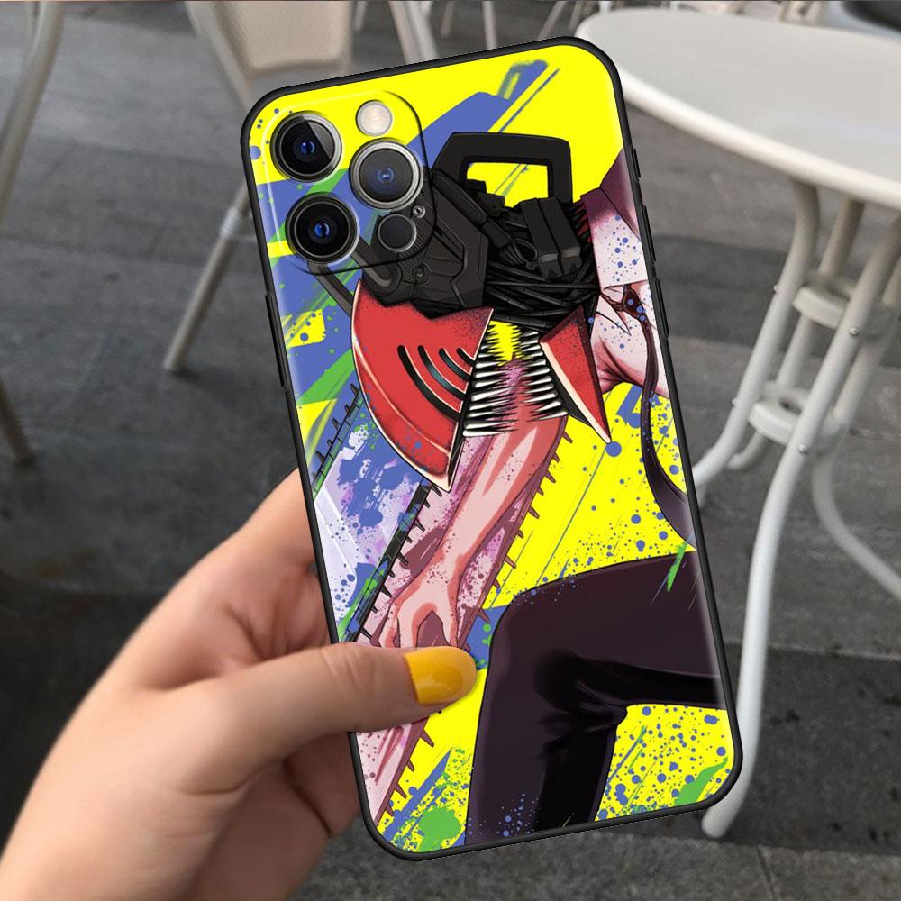 

Чехол для Apple iPhone 14 11 13 7 12 Pro 7 XR XS Max 8 Plus 6 14Pro черный мягкий чехол для телефона с милым мультяшным человечком-бензопилой iPhone 6 6S