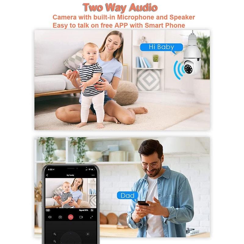 E27 Bulb Camera Wireless IP Camera Outdoor Street WIFI PTZ Speed Dome Camera 1080P HD AI Auto Tracking CCTV Surveillance