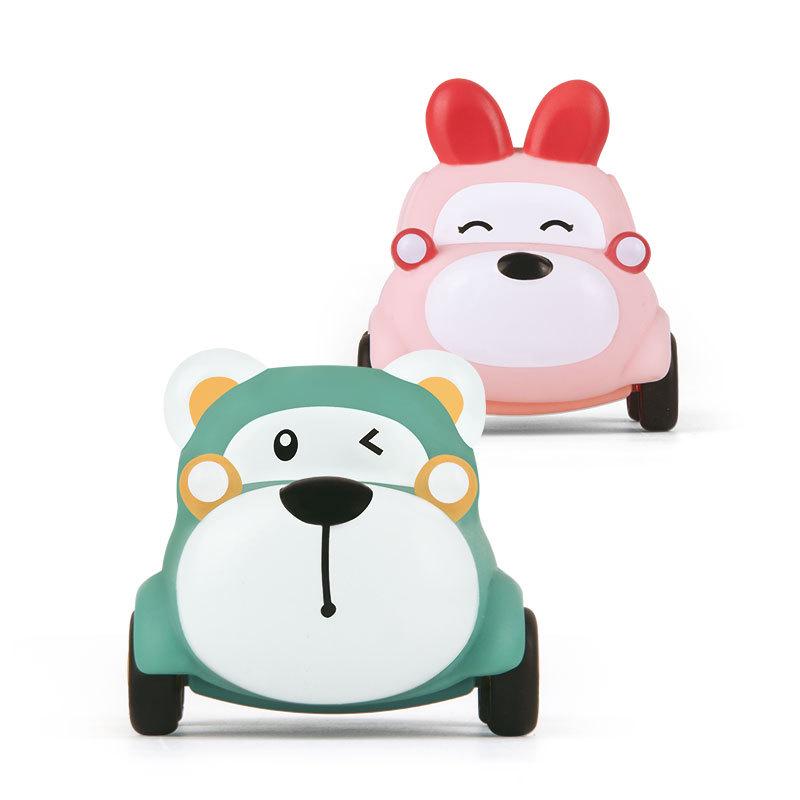 Children's Dinosaur Inertia Toy Car: Soft Rubber, Chewable, Fall-Resistant, Vinyl Cartoon Animal Design