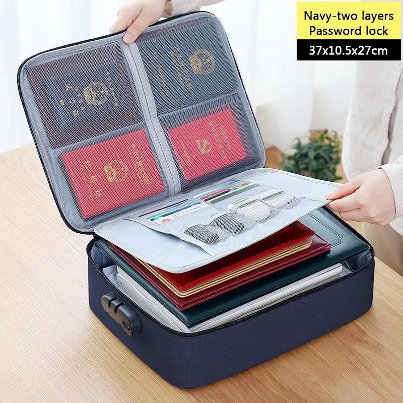

Home Document Storage Bag Large Capacity Household Certificate Passport Card Bag Folder Archive Organizing Storage Bag ціан