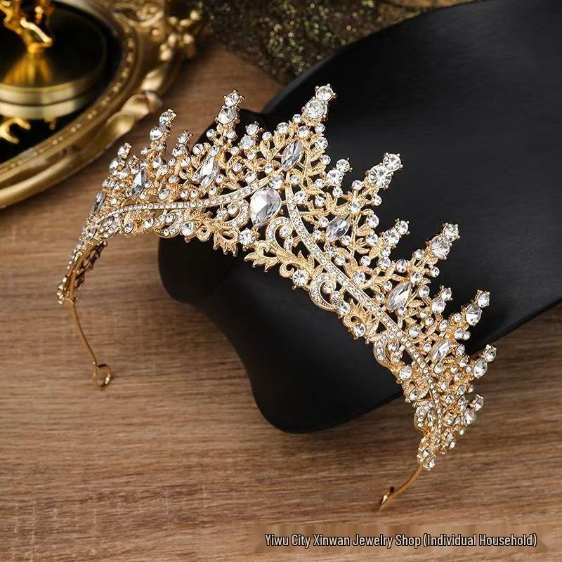 Elegant Rhinestone Crown Headdress: Princess-Style Bridal & Birthday Accessory