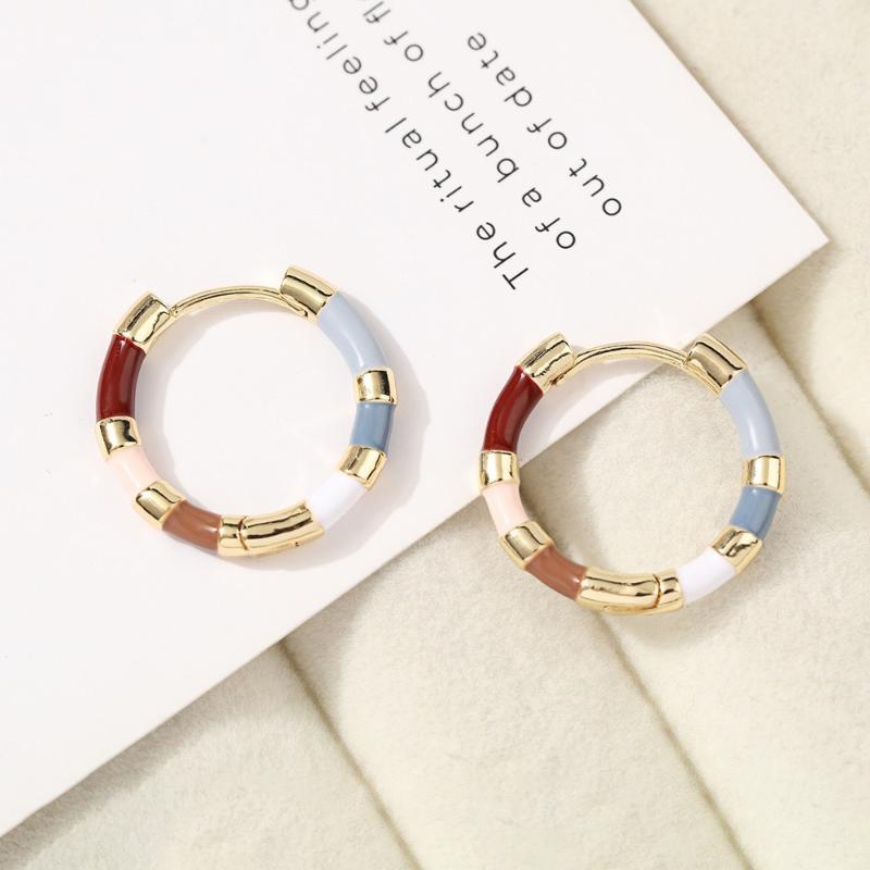 Korean Fashion Colorful Enamel Mini Metal Round Hoop Earrings For Women Daily Wear Party Sexy Sweet Ears Accessories