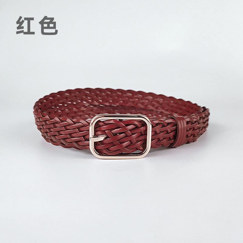 Four Seasons Available New Women'S Non Perforated Weaving Belt Retro Fashion Decoration Casual Pants Jeans Dress Belt