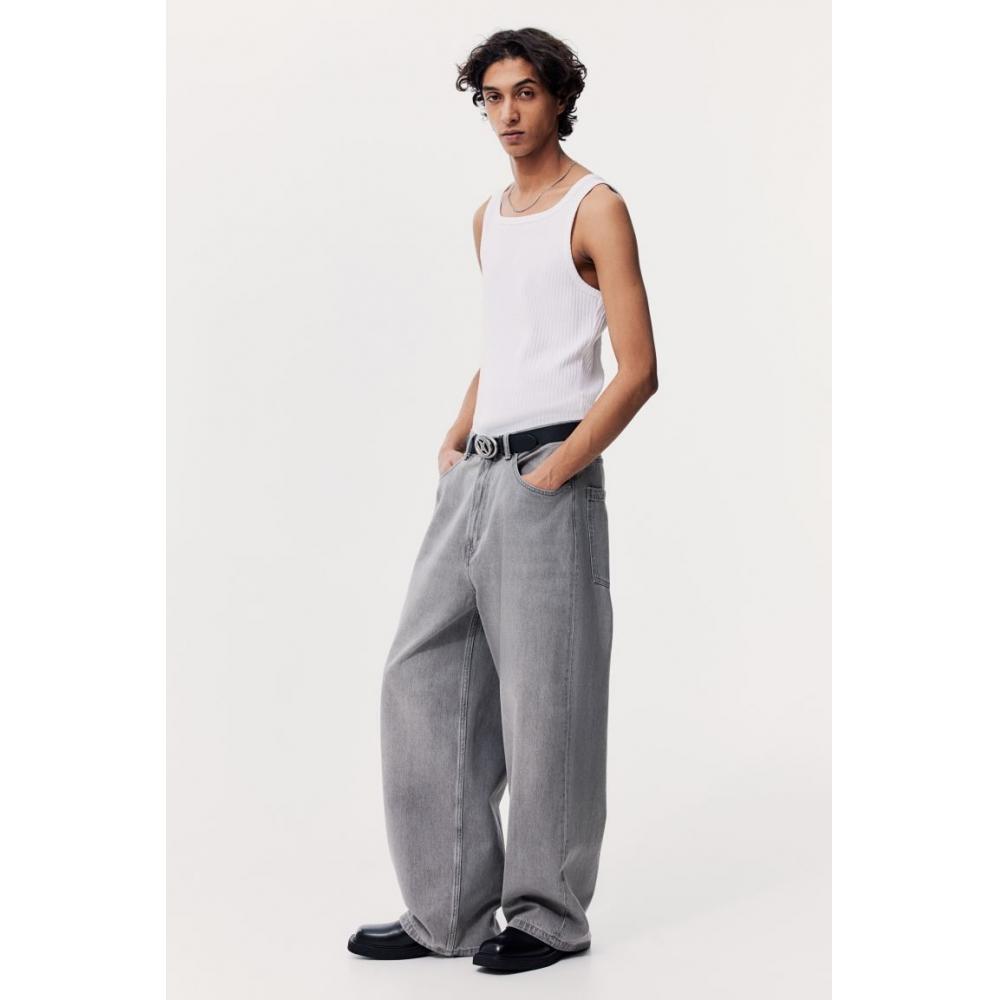 H M Super Baggy Jeans deniM Grey