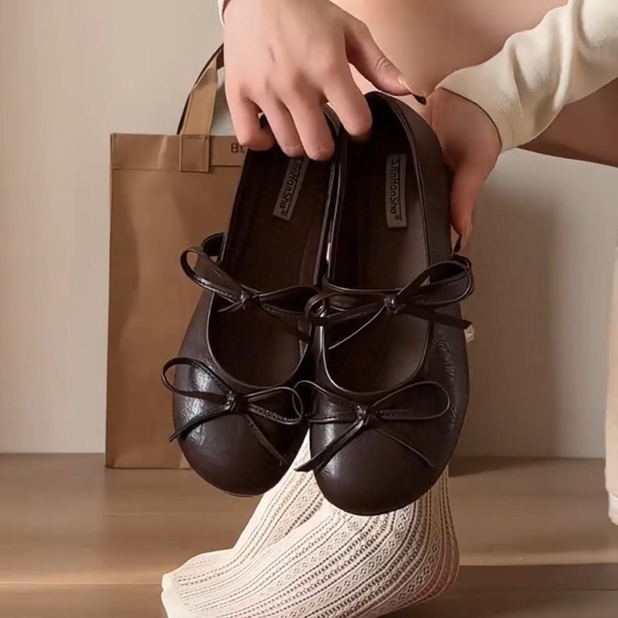 2025 super fire round head Mary Jane shoes girls small leather shoes inner height increase summer single shoes bow Japanese jk sweet