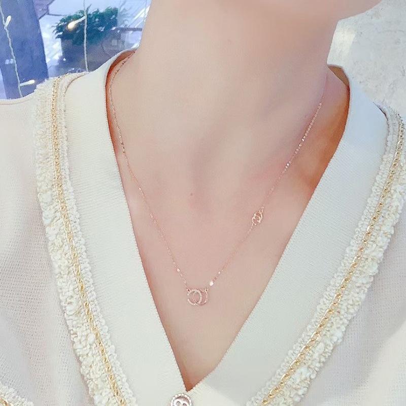 Dafang Student Flash Diamond Simple Small Fragrant Temperament Female Collarbone Chain Cchic Necklace Double Mori Small Fresh