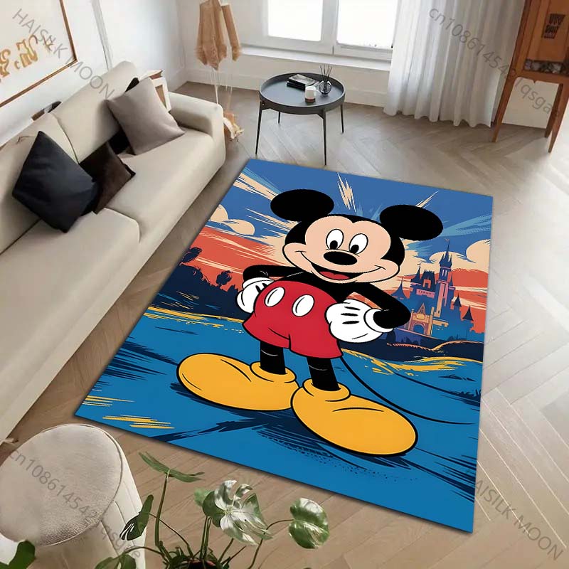 1PC Disney Mickey Mouse Print Cartoon Carpet for Living Room Bedroom Kid's Room Home Decor Area Rug Non-slip Mat Luxury Gift