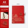 A5 Chinese Palace Museum Soft Leather Diary with Gold Stamping - Creative High-Value Buckle Pocket Notebook