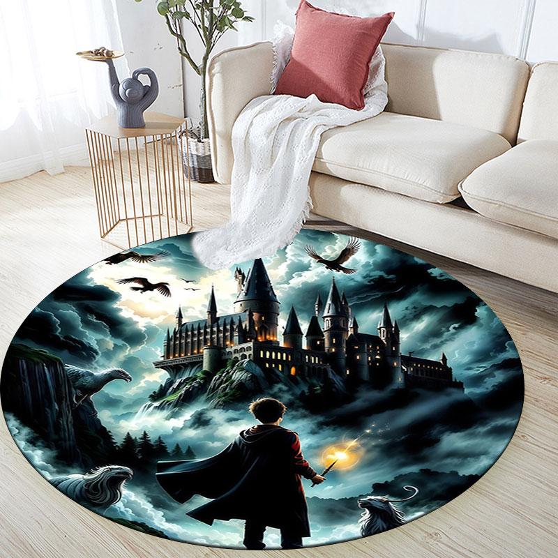 Harry Potter2,Round Area Rug,Carpet Rug for Living Room Bedroom Sofa Playroom Decor,Non-slip Floor Mat