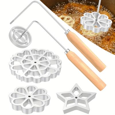 6pcs Waffle Rosettes Molds Aluminum Alloy Rosettes Cookie Molds Easy To Use Waffle Rosette Maker Suitable for Baking