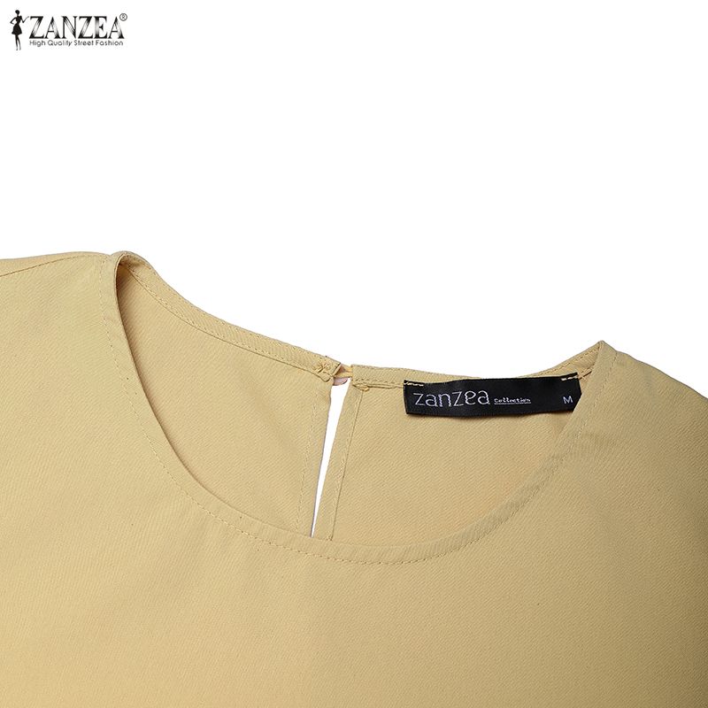 ZANZEA Women Casual Round Neck Short Sleeve Dress