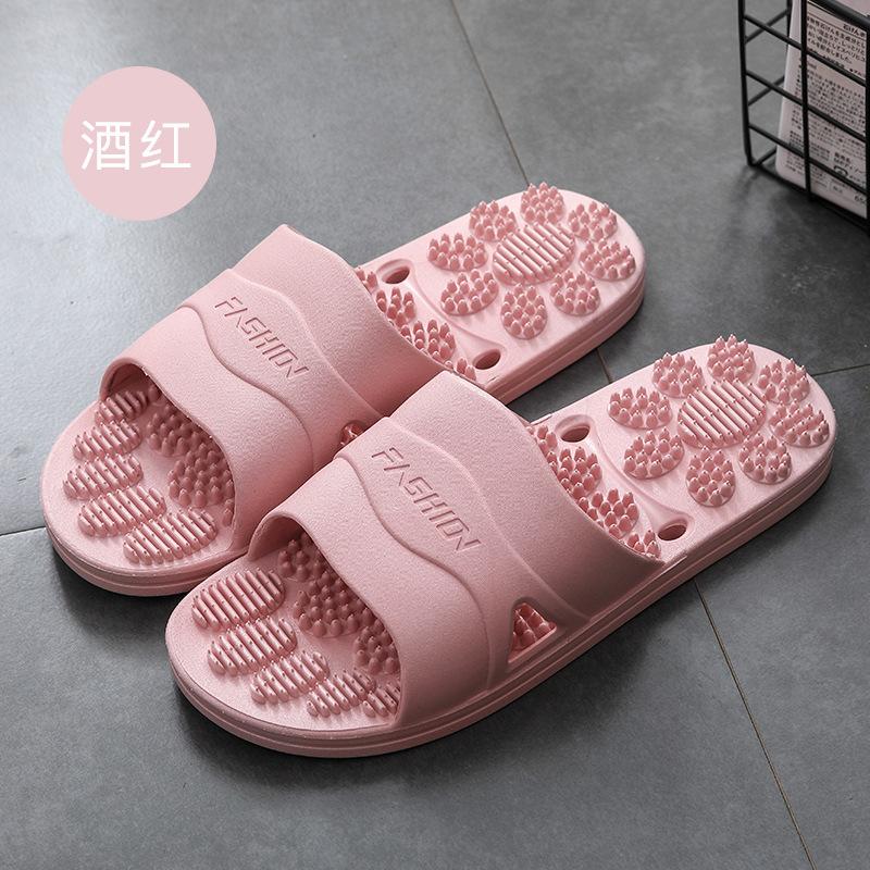 WaterLeaky Bathroom Slippers Massage sole Quick-drying Shower Hollow Out Indoor Soft PVC Shoes Anti-Slip Flip Flops Men Women