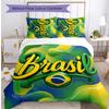 Brasilien Fußball Bedruckte Bettwäsche 3-teiliges Set Gemütliches Atmungsaktives Bettbezug-Set als Einweihungs-Feiertagsgeschenk