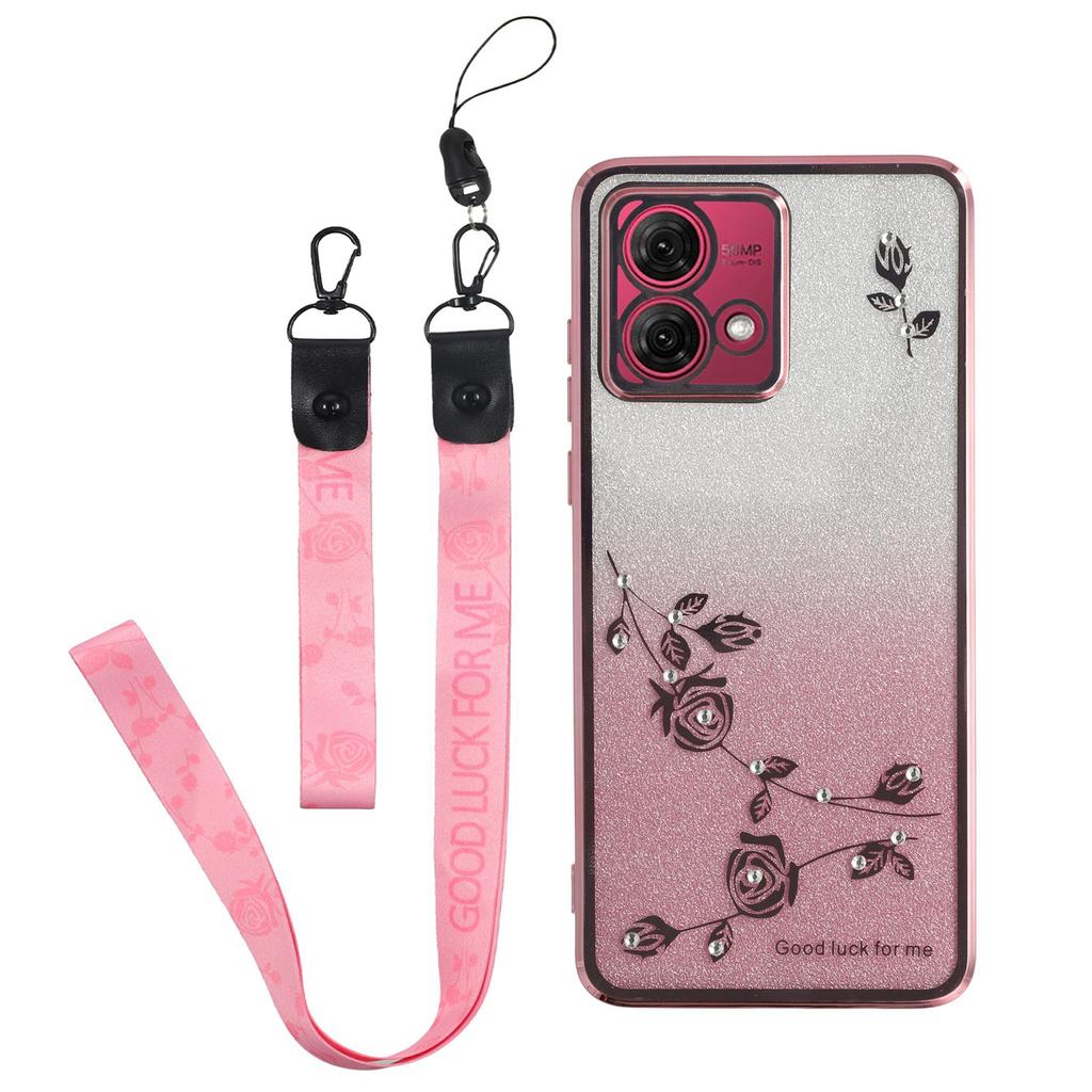 KADEM Pouzdro pro Motorola Moto G84 5G Vzor Květin TPU Gradientní Kryt na Telefon se Šňůrkami