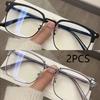 2PCS Unisex Vintage Anti Radiation Eyeglass for Women Men Anti-blue and Anti-fatigue Glasses