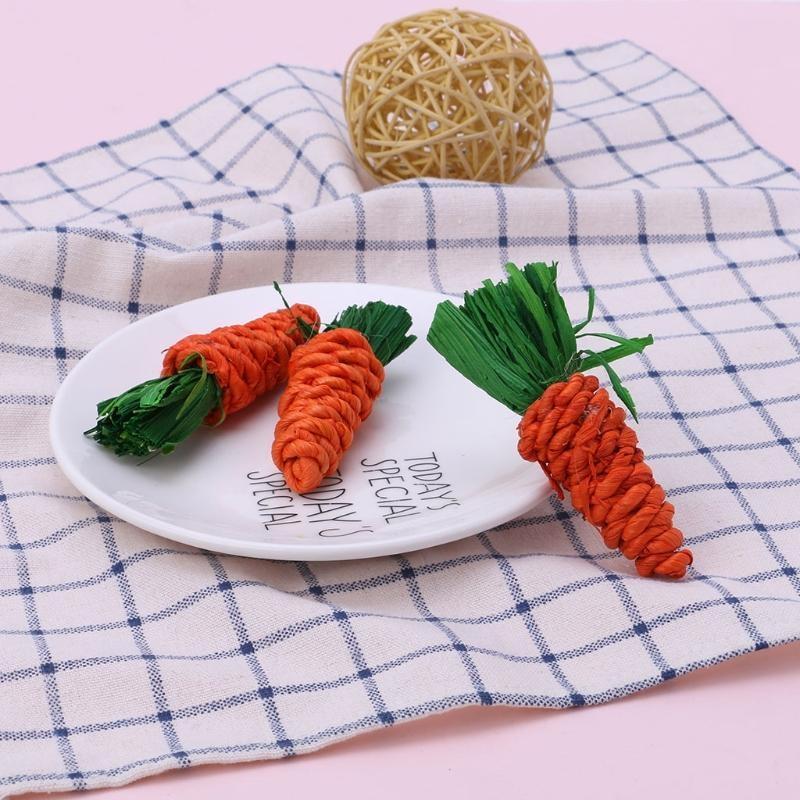 3x Carrot Hamster Chew Toy Rattan Cleaning Teeth Pet Cage Accessories for Hamster Chinchillas Rabbits Small Animal top sale