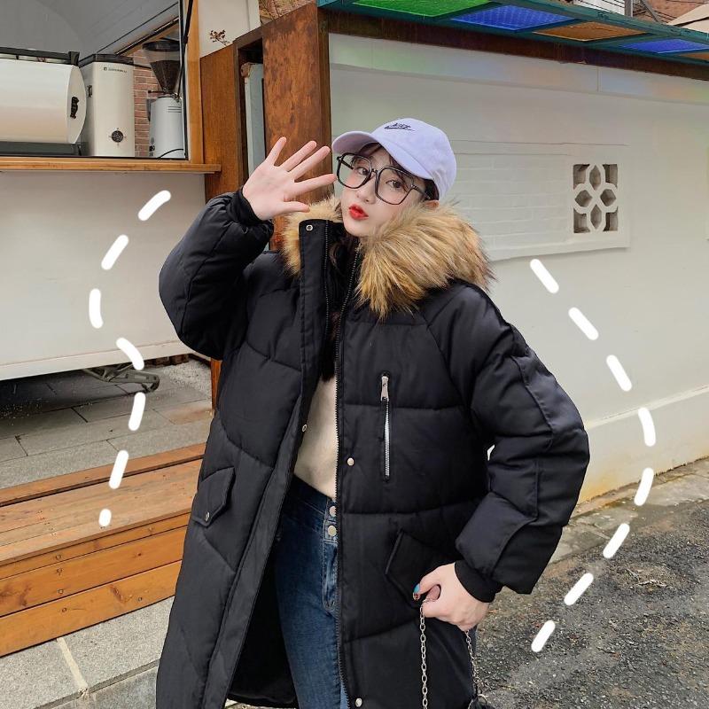 European and American Down Cotton Jacket Women's Winter 2025 Mid-length Large Size Padded Jacket Loose Thickened Cotton Jacket Cotton