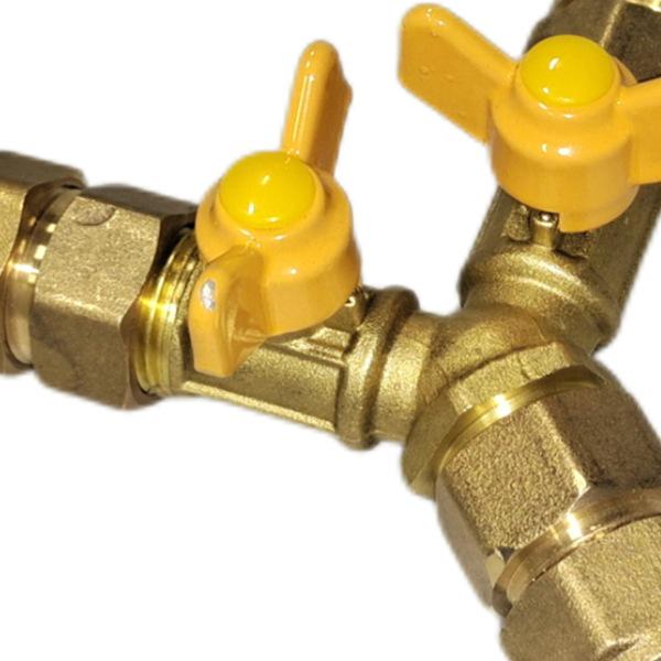 Brass Push-to-Connect Ball Valve Reducing Tee for Water Pipes (Sizes: 6/8/10/12/14/16mm)