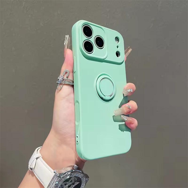 With Ring Holder Stand Shockproof Phone Case For iPhone 17 Air 16e 15 14 13 12 11 Pro Max Plus Xs XR Mini Matte Silicone Soft Back Cover