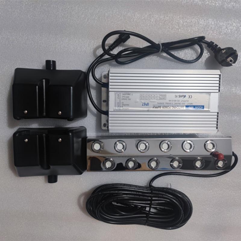 DC48V 12-Kopf-Luftbefeuchter mit 10 m Kabellänge, einschließlich wasserdichtem 110 V/220 V-Netzteil, industrieller Nebelhersteller