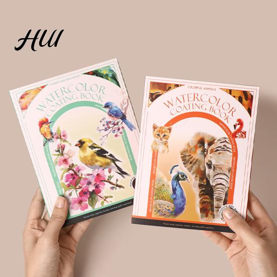 Travel Watercolor Painting Kit Portable Gouache Book Tri-Fold Design Pad Set with Art Creation 12 Color Grids Ergonomic Brush Stress Relief All-in-one
