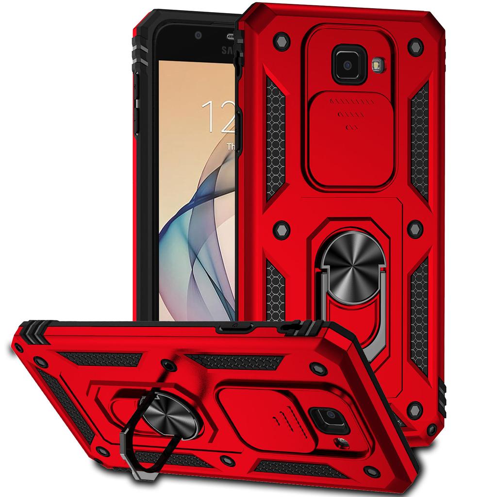 Military Grade Armor Shockproof Case For Samsung Galaxy J7 Prime Ring Holder Slide Window Camera Lens Protection Back Cover
