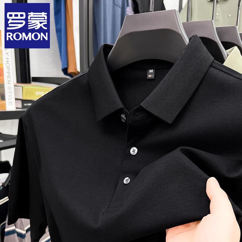 ROMON Men's Combed Mercerized Cotton Short Sleeve Polo Shirt