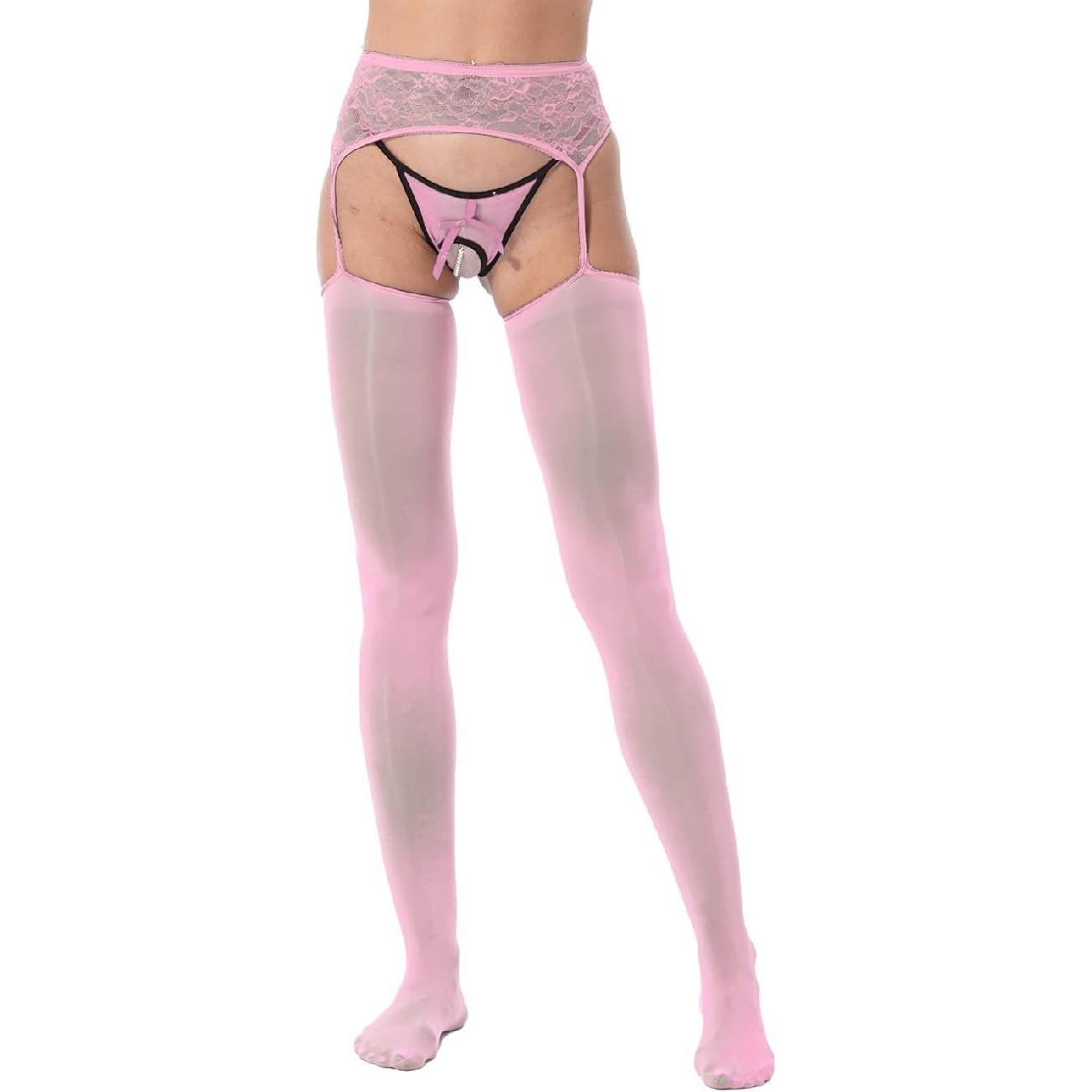 FEESHOW женские глянцевые колготки на подтяжках — фото 3