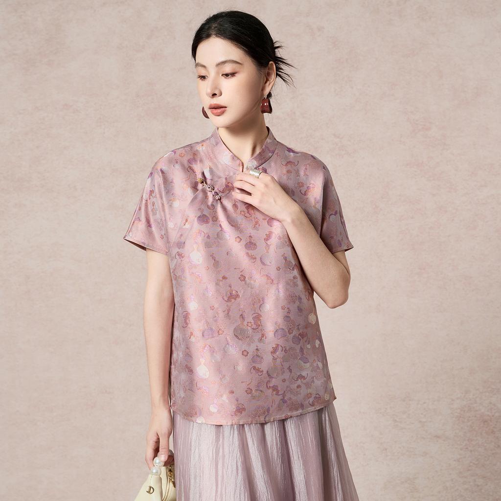 New Chinese style Xia Guang Jin Luo Xiang Yun Sha top