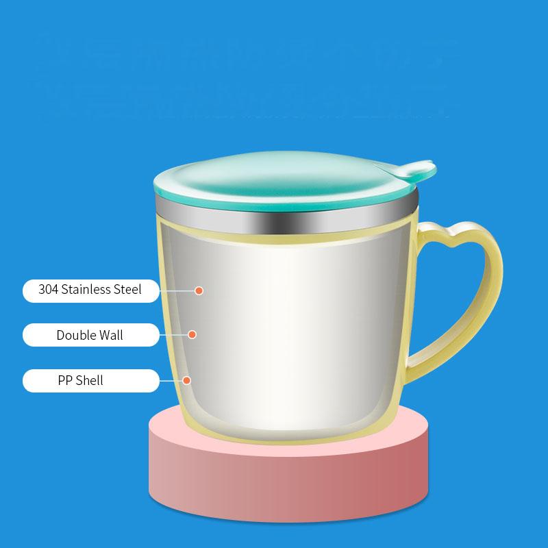 1pc 250ml/8.5oz Office Cup With Lid Handle Coffee Cup Hand Cup Milk Cup Gift Cup 304 Stainless Steel Mark Cup