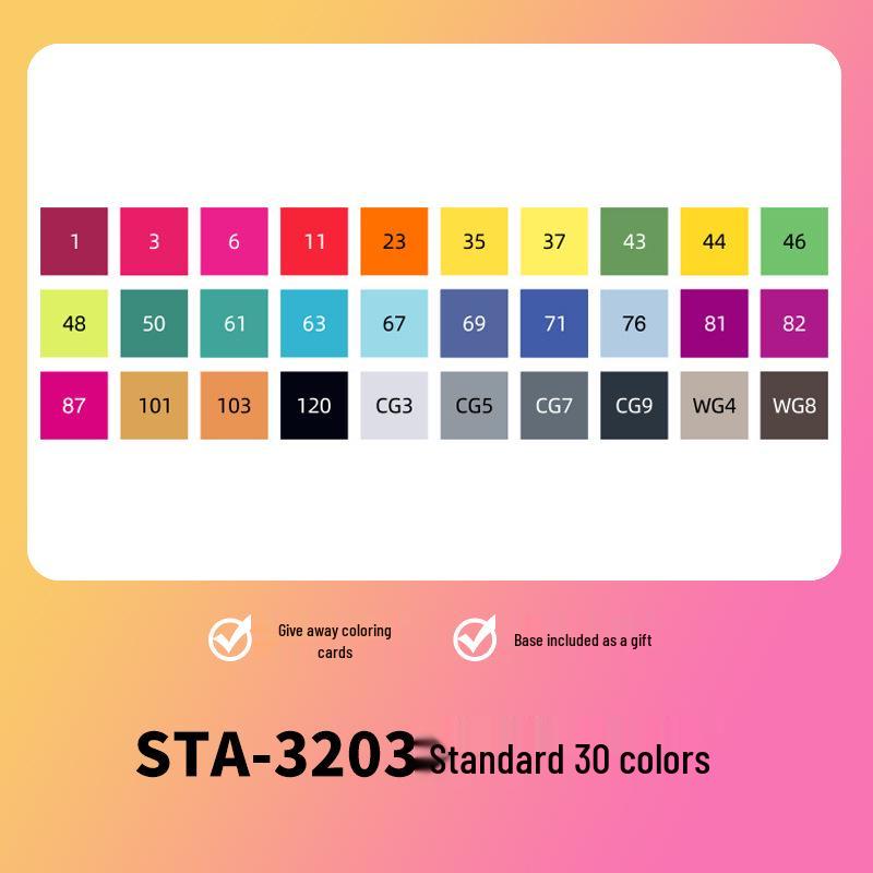Sta 3203 Double-Ended Quick-Drying Oil-Based Marker Pen Set for Student Art & Indoor Design