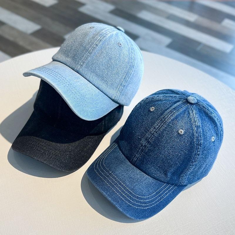 Light Plate Solid Color Denim Cap Children Show Face Small Versatile Washed Baseball Cap Men's Spring Summer Sun Hat Children