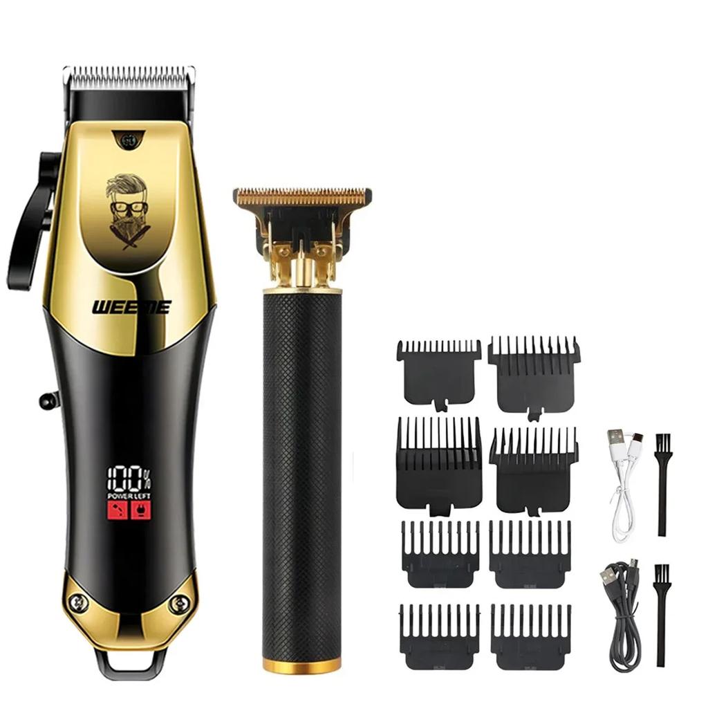 Professional Adjustable Hair Clipper for Men - Barber Electric Trimmer Rechargeable Powerful Hair Cutting Machine Haircut Kit