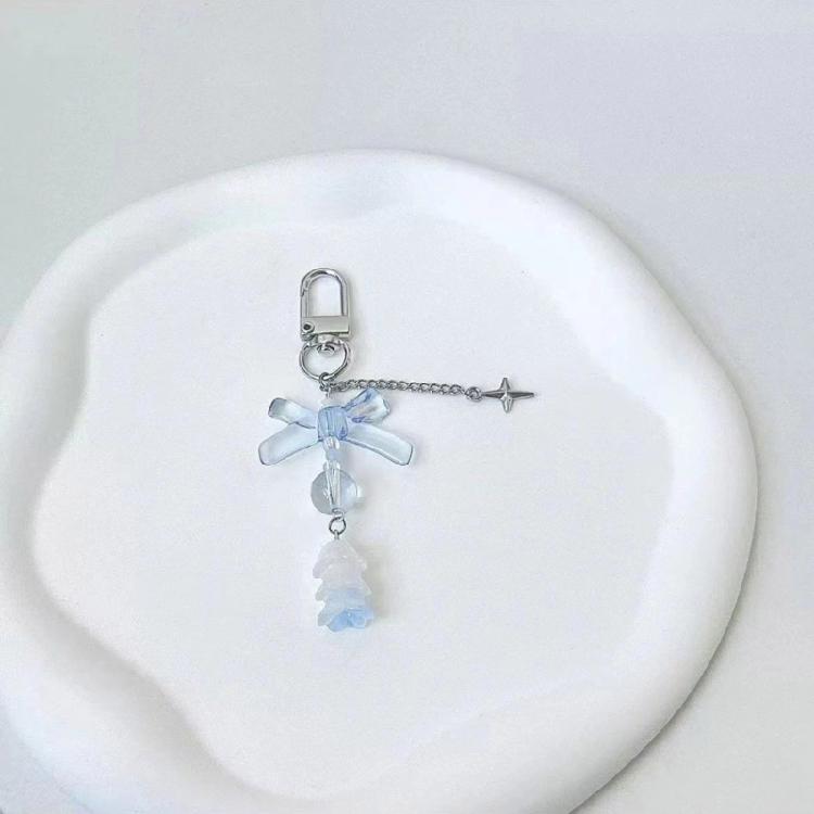 Cute Bowknot Flower Bead Keychain Hanging Decorations Keyring Hanging Ornament