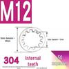 304 Stainless Steel External & Internal Tooth Lock Washer, Anti-Slip, Anti-Loosening, Size M6-M30
