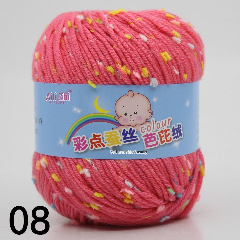 Bean Color Dot Medium Thick Hand-Knitted Yarn Silk Protein Fluff Sweater, Scarf, Jacket, Hat Wool for DIY Knitting