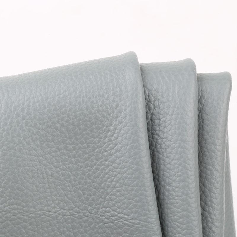 Grey blue top layer cowhide, lychee patterned genuine leather, 1.5mm thick soft cowhide, grey sofa seat headboard leather fabric 20x30cm