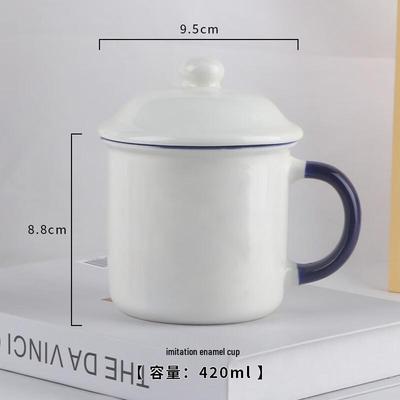 Shangqi Imitations-Emaille-Keramik-Kaffeetassen mit Deckeln