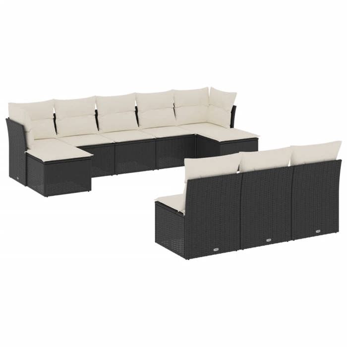 VidaXL Garden Lounge Set with Cushions 10 Pcs, Patio Sofas, Patio Furniture Set, Outdoor Furniture, Black 3218286