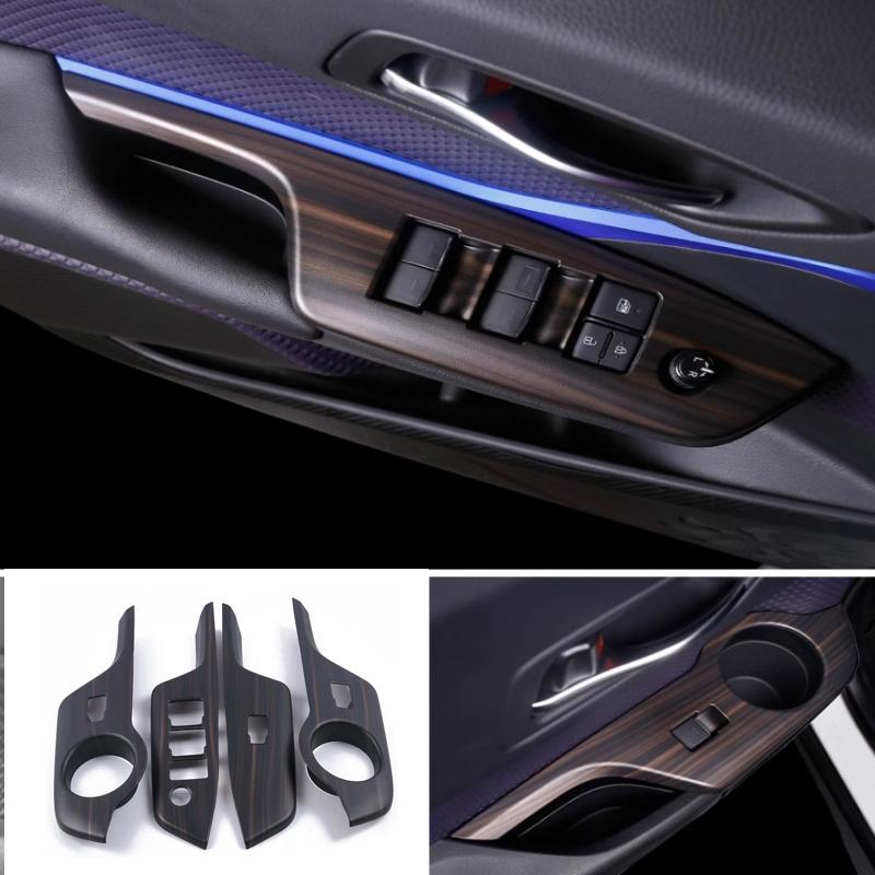 For Toyota Chr C-hr 2016-  Abs Black Front Door Armrest Window Lift Button Switch Cover Glass Control Panle Trim