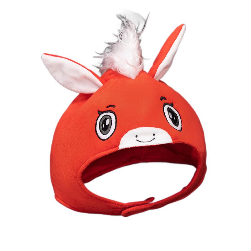 Rozkošná červená maska-klobouk hlavy koně - Kreslená rekvizita pro představení Rok koně