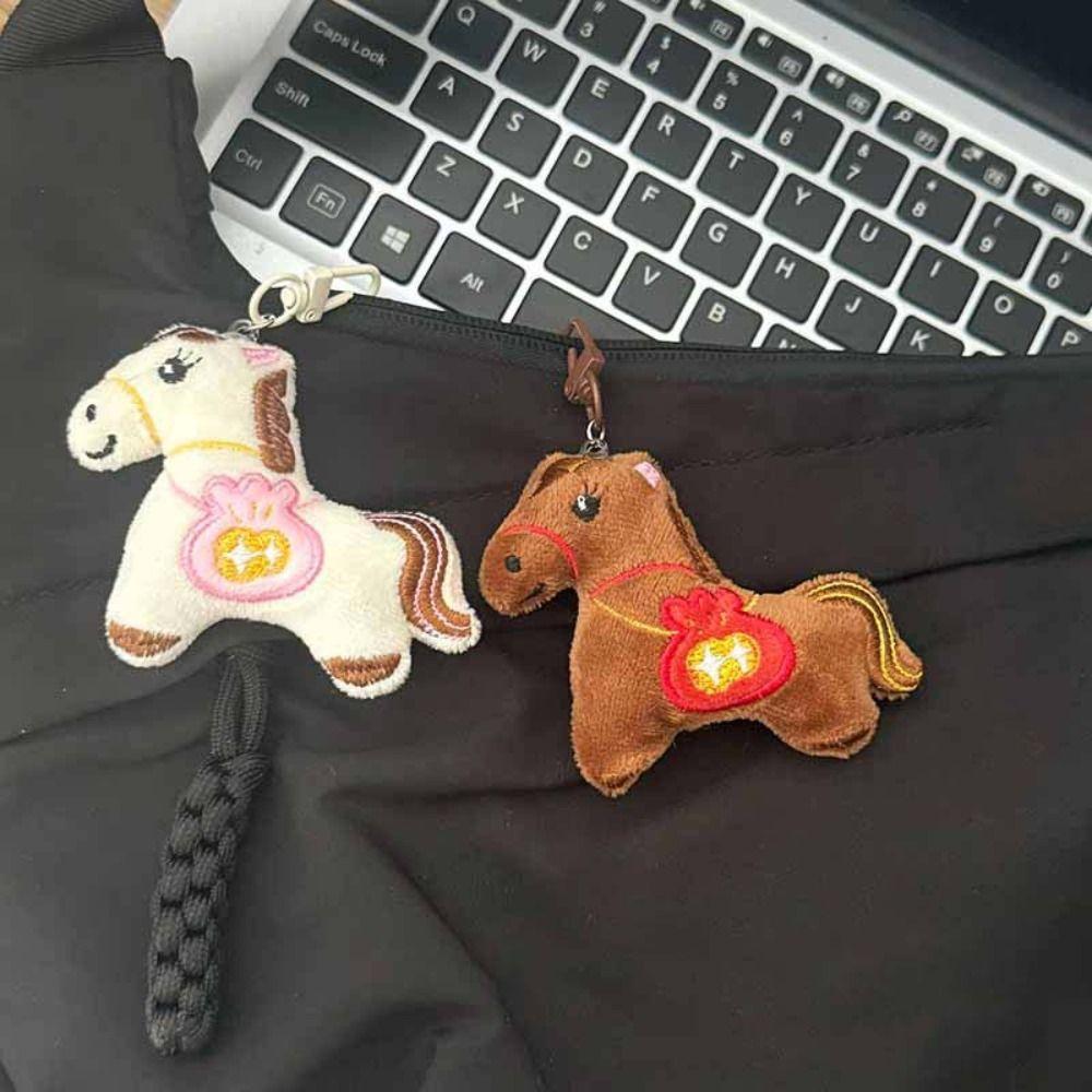 Hanging Decor Horse Year  Key Ring Stuffed Animal Pony Plush Pendant  New Year Gift