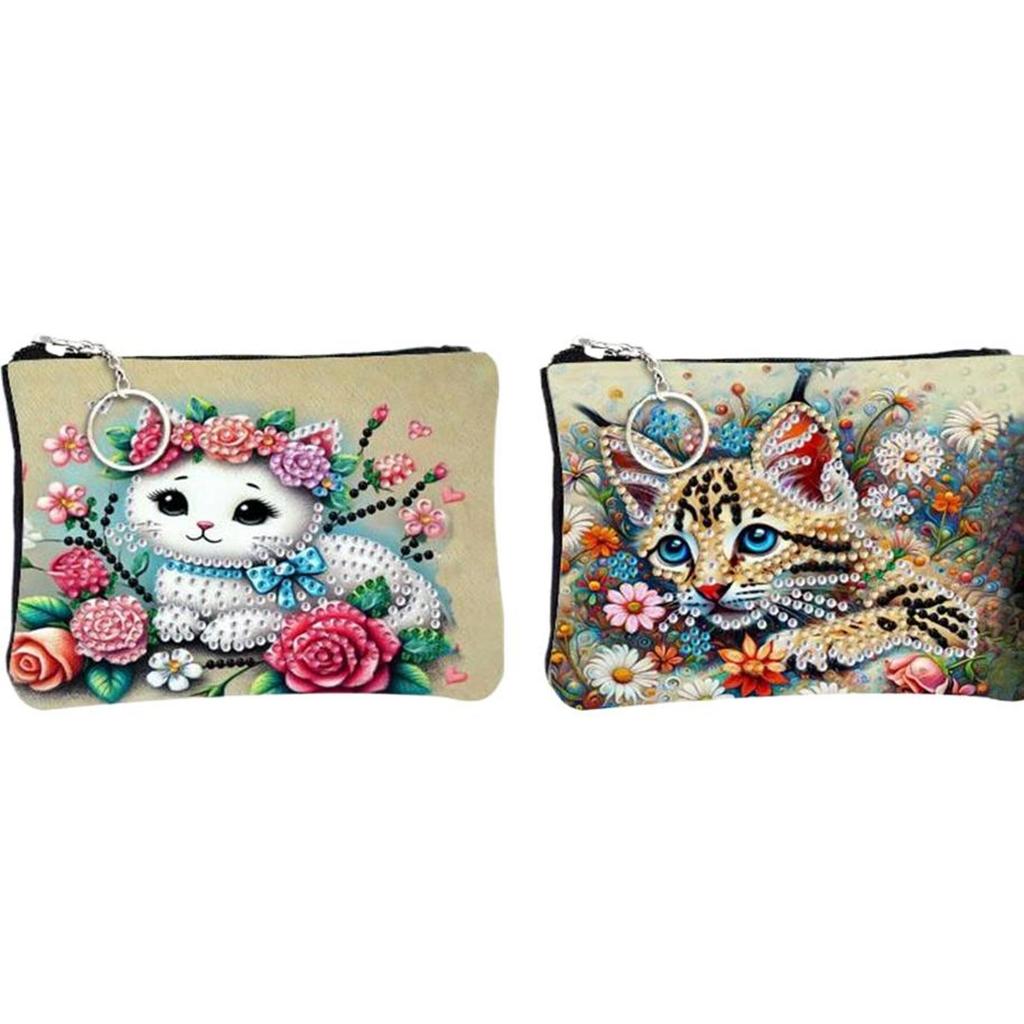 DIY Diamond Painting Bling Rhinestone Makeup Bag Zipper Closure Diamond Dot Diamond Card Pack Large Capacity for Home Decor Gift