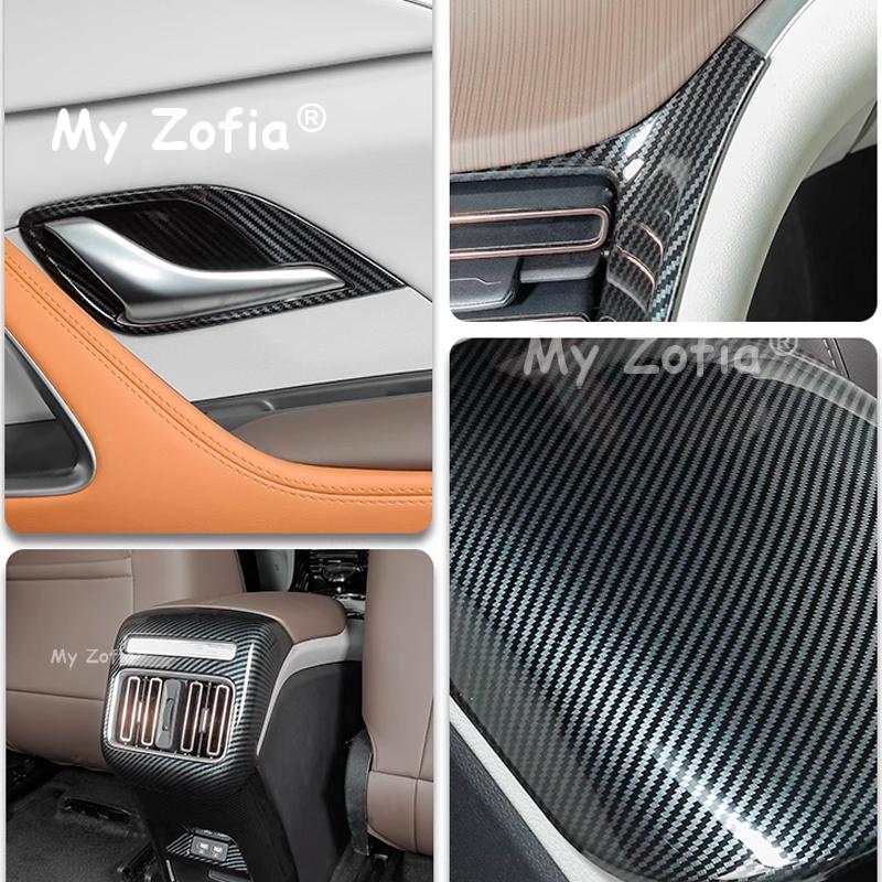 For BYD Sealion 5 DMI 2025 2026 Car ABS Carbon Fiber Grain Interior Decoration Button Panel Cover Trim Stickers Accessories