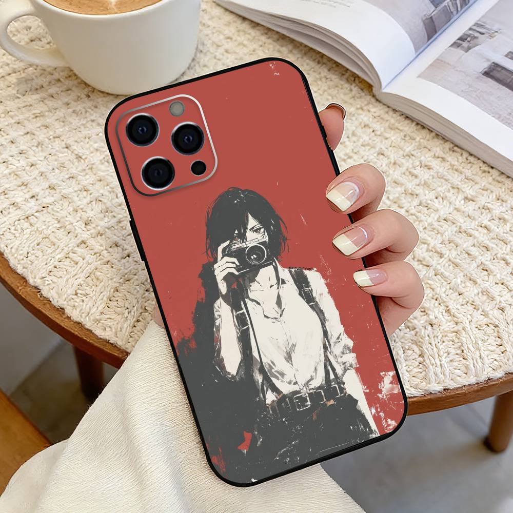 Hot Anime A-Attack On-n Titan Mikasa Phone Case For iPhone 17, 16,15,14,13,12,11 Plus,Pro Max, Others Soft Black Cover