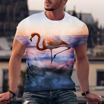 3D Printed Flamingo Animals T Shirt Men's Funny Pattern Tees Summer Harajuku Round Neck Tops Oversized Short Sleeves T-Shirts