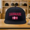 Denmark Danemark Flag Graphic Flat Brim Snapback Cap Polyester Adjustable Casual Adult Headwear