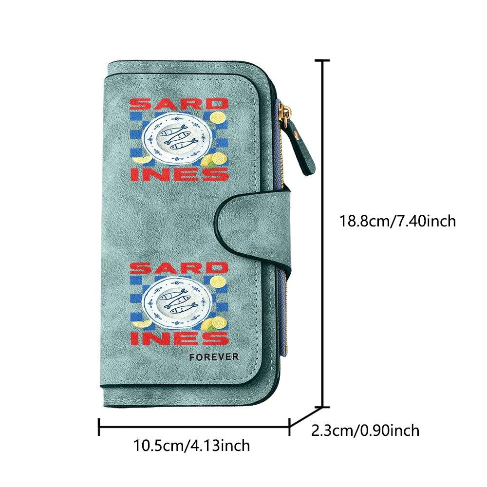 Sardine Lemon Long Zipper Wallet, Large Capacity Card Holder, Unisex Clutch Bag, Fashionable Zipper Coin Purse, Suitable for Daily Use, A Great Gift