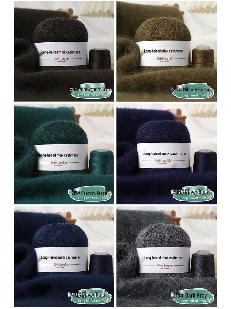Long-Haired Mink Velvet and Cashmere Yarn: Hand/ Machine-Knitted, Medium-Thick