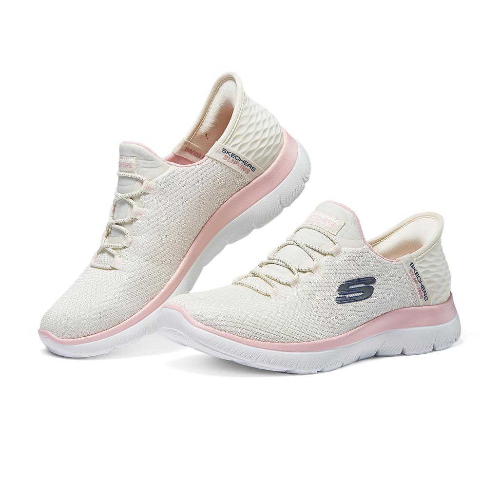 Skechers Summits Hands Free Slip Ins Mesh, Textile Low top Casual Shoes Women's Pink White 150123-NTPK
